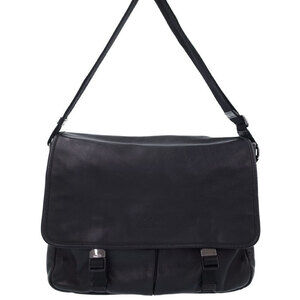 Prada messenger bag leather double pushlock flap closure Black